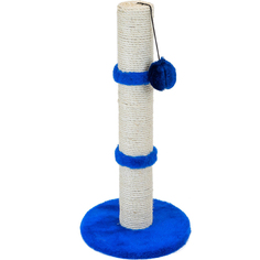 Когтеточка для кошек Foxie Столбик с игрушкой 30x30x65 см синяя