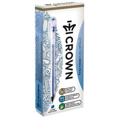 CROWN Набор гелевых ручек Hi-Jell Metallic, 12 шт, 0.5 мм, синий металлик цвет чернил