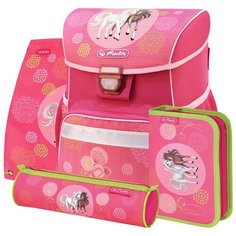 Herlitz Ранец Loop Plus Spring Horses с наполнением, розовый/салатовый