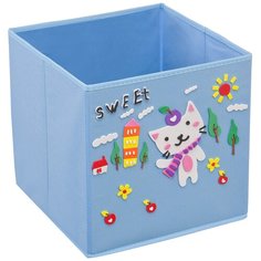 Кофр с аппликацией "Котик", Д300 Ш300 В300, голубой Handy Home