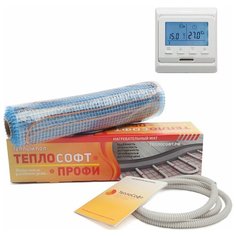 Теплый пол 1 м.кв. Нагревательный мат с электронным терморегулятором Теплософт