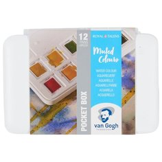 Набор акварельных красок Van Gogh "Muted Colours" 12цв кювета (приглушенные цвета) + кисть пластиковый короб Royal Talens