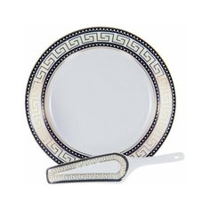 Подставка под торт с лопаткой Аврора 27 см белый, черный, серый Guterwahl