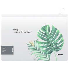 Berlingo Папка-конверт на молнии Eco А4, 180 мкм, пластик, 12 шт белый/зеленый