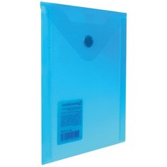 BRAUBERG Папка-конверт с кнопкой вертикальная А6, пластик синий