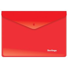 Папка-конверт на кнопке Berlingo, A5+, 180мкм, красная, упаковка 10 шт.