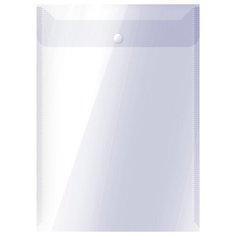 Папка-конверт на кнопке OfficeSpace А4, вертикальная, 150мкм, прозрачная, упаковка 10 шт.