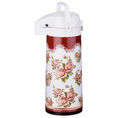 Термос помповый AGNESS 910-609 "Розы" со стеклянной колбой 1,9л