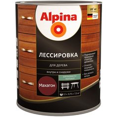 Краска алкидная Alpina Лессировка для дерева полуматовая махагон 0.75 л