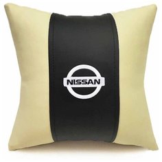 Автомобильная подушка на спинку кресла Auto Premium NISSAN черный/бежевый