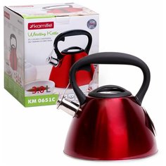Чайник со свистком, Kamille, 3л, красный