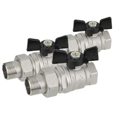 Кран шаровой BUGATTI ВН/НP угловой (американка) 1", бабочка (набор из 3 штук)