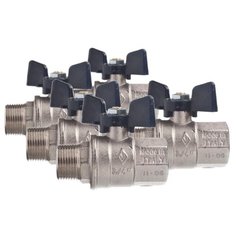 Bugatti Кран шаровый, полнопроходной, ВН-НР 3/4", ручка "бабочка" 307 (набор из 5 штук)