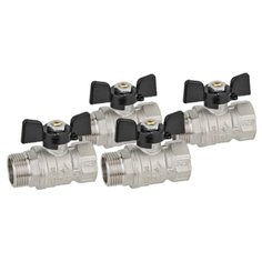 Шаровый кран Bugatti 307 НР-ВН, 1" Бабочка (набор из 4 штук)