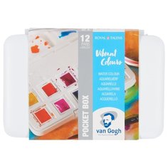 Набор акварельных красок Van Gogh "Vibrant Colours" 12цв кювета (яркие цвета) + кисть пластиковый короб Royal Talens