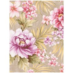 Дизайнерские обои Seabrook TRINIDAD, США, акрил/бумага, моющиеся, Капучино, Фиолетовый, Разноцветный, Цветы, 0,52х10м, TR20509