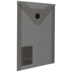 BRAUBERG Папка-конверт с кнопкой вертикальная А6, пластик черный