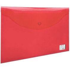 BRAUBERG Папка-конверт с кнопкой A4, пластик 150 мкм красный