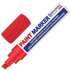 Маркер-краска лаковый Brauberg (paint marker) 8 мм, КРАСНЫЙ, нитро-основа, алюминиевый корпус, PRO PLUS JUMBO (151456)