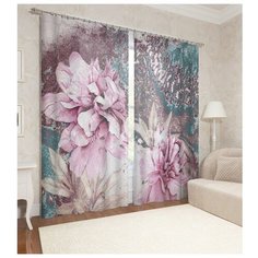 Фотошторы Сирень Каменный цветок (ФШГБ001-14085) на ленте 260 см розовый