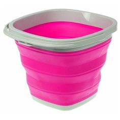 Ведро складное силиконовое квадратное 5л розовое Bradex