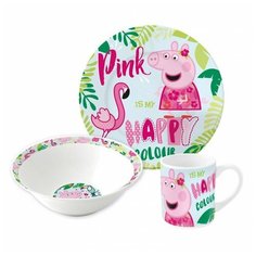 Набор посуды керамической в подарочной упаковке (3 предмета). Свинка Пеппа и Фламинго Stor