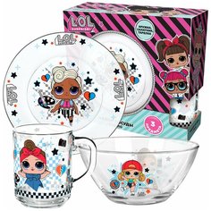 L.O.L. Surprise! “Dollsaregogo” Набор посуды в подарочной упаковке, (3 предмета), стекло ND Play