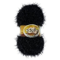 Пряжа Adelia "BRILLIANT" 100% полиэстер №02 ЧЕРНЫЙ - 10 мотков по 50 г