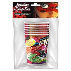 Леди Баг и Супер-Кот. Набор бумажных стаканов, 6 шт*250 мл (гайд 2020) ND Play