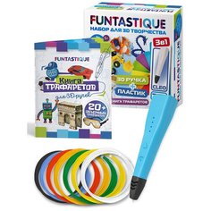 Набор для 3Д творчества 3в1 FUNTASTIQUE 3D-ручка CLEO (Синий)+PLA-пластик 7 цветов+книга трафаретов