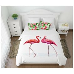 Комплект постельного белья, евро, СИРЕНЬ, Фламинго