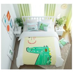 Комплект постельного белья, 1,5сп, СИРЕНЬ, Счастливый крокодил