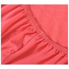 Простыня трикотажная на резинке, Ricotio, 180х200х20см, коралловый