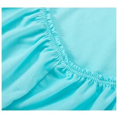 Простыня трикотажная на резинке, Ricotio, 160х200х20см, бирюза