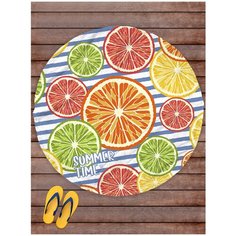 Покрывало пляжное sfer.tex Апельсины голубое 145 см круг