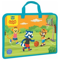 Мульти-Пульти Папка с ручками на молнии Для мальчиков A4, пластик, 40 мм голубой/оранжевый/зеленый