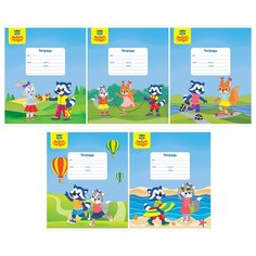 Мульти-Пульти Упаковка тетрадей Приключения Енота ТДл_35308, 20 шт./5 дизайнов, линейка, 12 л., разноцветный