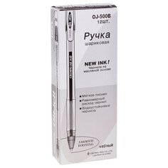 CROWN Набор шариковых ручек Oil Jell, 0.7 мм, 12 шт. (OJ-500B), черный цвет чернил