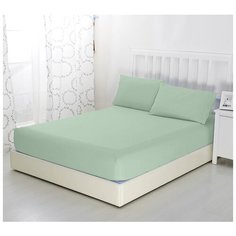 Простыня на резинке Оливковый, 90х200х20, трикотаж, 100% хлопок Текс Дизайн