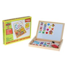 Конструктор магнитный Лесная мастерская "Цифры" в деревянной коробке, мел, маркер, губка (868143)
