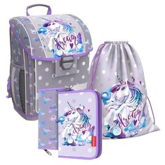 Ученический ранец с пластиковым дном ErichKrause® ErgoLine® 16L Dream Unicorn с наполнением