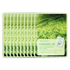 TONYMOLY Очищающая тканевая маска для лица с экстрактом зелёного чая PURENESS 100 Green Tea Mask Sheet 10шт 21 г