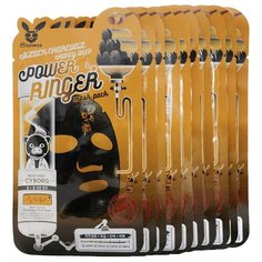 Elizavecca Тканевая маска c древесным углем и медом Power Ringer Mask Pack Black Charcoal Honey Deep 10шт 23 мл