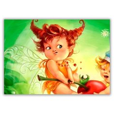 Магнит на холодильник малый - A5, Дети с вишенкой Drabs