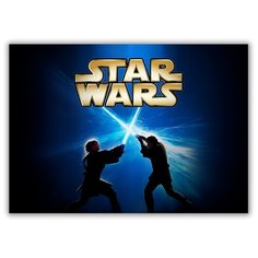 Магнит на холодильник большой - A4, Star Wars сражение на лазерных мечах Drabs