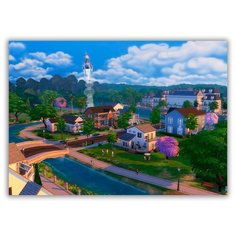 Магнит на холодильник малый - A5, sims, зеленый фон, взлетает ракета Drabs