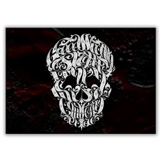 Магнит на холодильник большой - A4, Lettering Skull Drabs