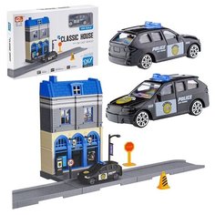 Парковка Oubaoloon с полицейским участком и машинкой, в коробке (768-1)