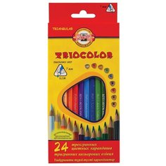 Карандаши цветные KOH-I-NOOR "Triocolor", 24 цвета, трехгранные, грифель 3,2 мм (3134024004KSRU)