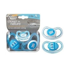 Tommee tippee Пустышки силиконовые C-Air от 3 до 9 мес, 2 шт (голубые)